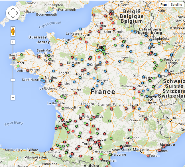 La Fabrique Du Web - Carte De France Par Points (géolocalisation)