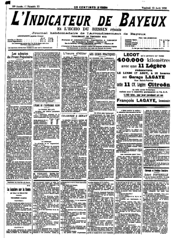 L'Indicateur de Bayeux 1936